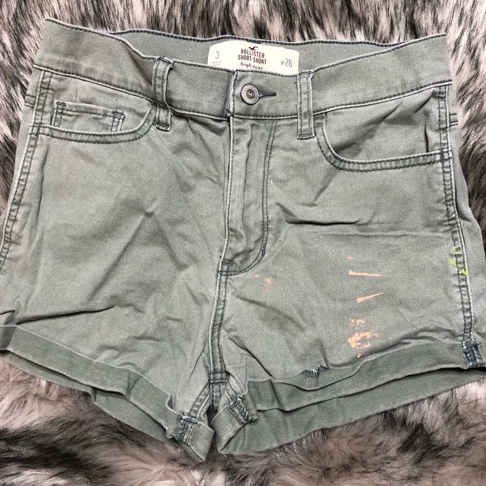 High Rise Green Shorts
